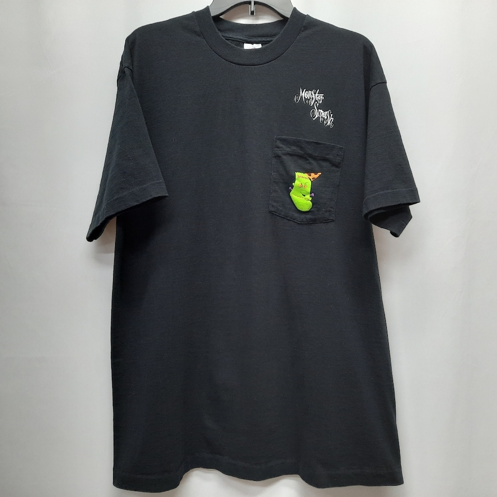 Vintage Halloween Monster Smash Pocket Tee Mens Size XL Single Stitch 90s FOTL